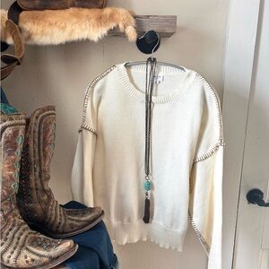 Le Lis Cream Crew Neck Sweater